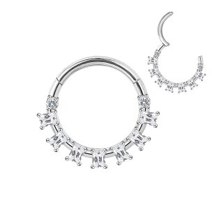 1,2mm Titan Segment Clicker Ring eckige Kristalle vorne...