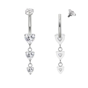 Titan 3 Herz Kristalle Anhänger Bauchnabel Piercing...