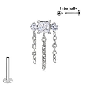 Titan Labret Innengewinde mit Zirkonia Kristallen und...
