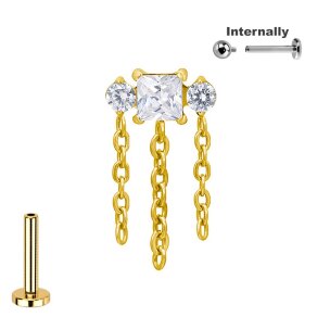 Titan Labret Innengewinde mit Zirkonia Kristallen und...