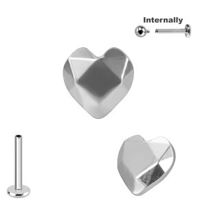Titan Labret Innengewinde mit geschliffenem Herz Aufsatz...
