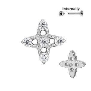 4 Zacken Stern mit Kristallen Titan Aufsatz Gold Silber