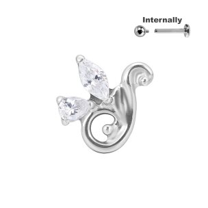 Kleiner Ornament Aufsatz mit Kristallen Titan Gold Silber...