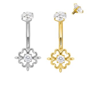 Bauchnabelpiercing in Titan Gold oder Silber mit flacher...