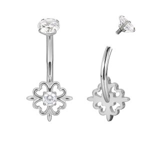 TITAN Flache Blume mit Kristall Bauchnabel Piercing...