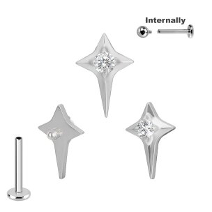 Titan Labret Innengewinde mit langem Zacken Stern und...