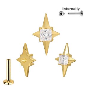 Titan Labret Innengewinde mit Zacken Stern und eckigem...