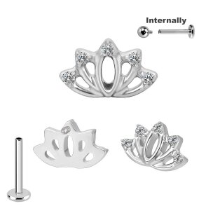 Titan Labret Innengewinde mit halb Blüte Kristall...