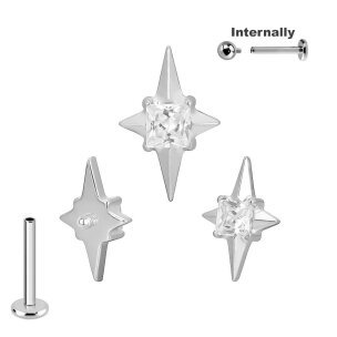 Titan Labret Innengewinde mit Zacken Stern und eckigem...