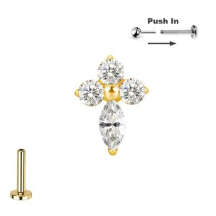 Titan Micro Push Pin Stecksystem Kreuz Blüte mit...