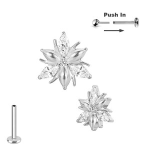 Titan Push Pin Stecksystem Blüte mit 3 Kristallen in...