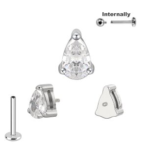 Titan Labret Innengewinde mit Mini Tropfen Kristall...