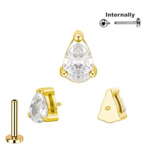 Titan Labret Innengewinde mit Mini Tropfen Kristall...
