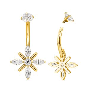 Titan Bauchnabelpiercing Banane mit viereckiger...
