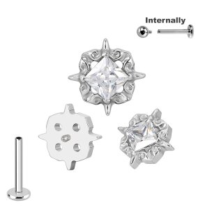 Titan Labret Innengewinde mit Orament Aufsatz und...