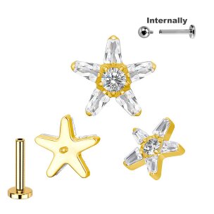 Titan Gold Labret Innengewinde Blume mit eckigen...