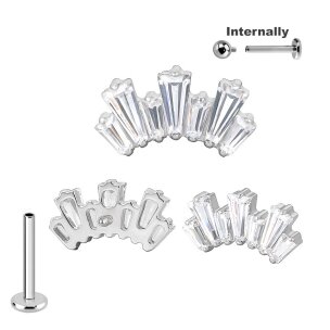 Lange Eckige Kristalle als Bogen Aufsatz Labret...