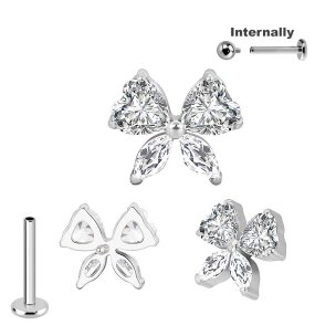Titan Labret Innengewinde mit Schleife und Kristalle...