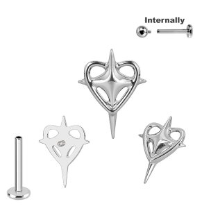 Titan Labret Piercing Innengewinde mit Kreuz im Herz...