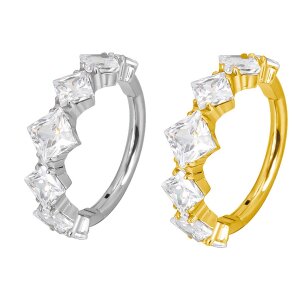Ohr Piercing Clicker Ring mit breitem Rand und eckigen...