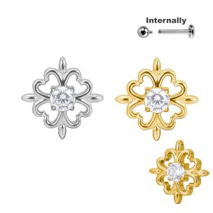 Titan Blume mit Kristall Aufsatz in Silber oder Gold...
