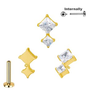 Titan Labret Innengewinde 2 quadratische Kristalle...