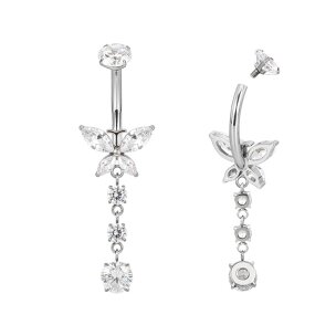 Schmetterling Bauchnabelpiercing in Titan mit 3 runden...