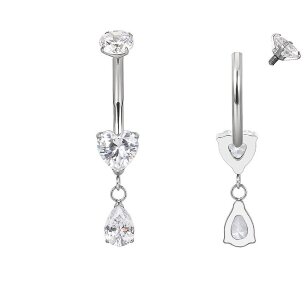 Bauchnabelpiercing in Titan mit Herz und Tropfen...