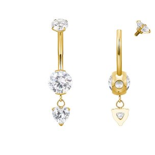 Bauchnabelpiercing in Titan mit Herz Kristall...