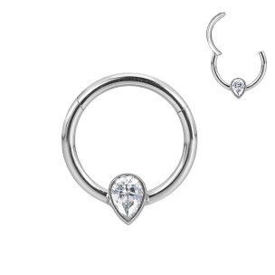1,2mm Titan Clicker Ring Tropfen Kristall Gold Silber