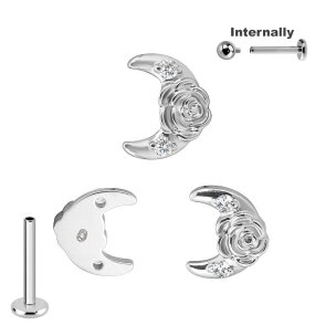 Titan Labret Innengewinde mit Mond mit Rose Boho Aufsatz...