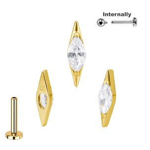 Titan Labret Innengewinde mit Langer Raute Aufsatz mit...
