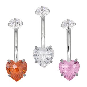 Bauchnabelpiercing in Titan mit Herz Firework Kristall in...