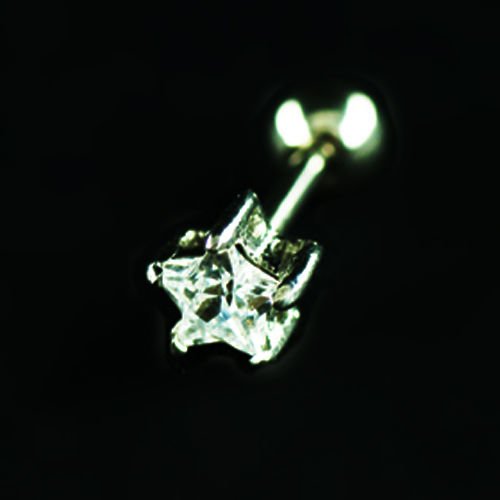 Stern Kristall gefasst Ohr Piercing Stecker Helix