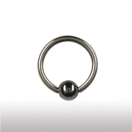 Titan Piercing Ring mit Hämatit Kugel